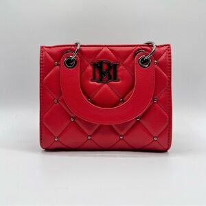Quilted Badgley Mischka Small Quilted Hand Tote w/Studs (BM-4153 Red)
